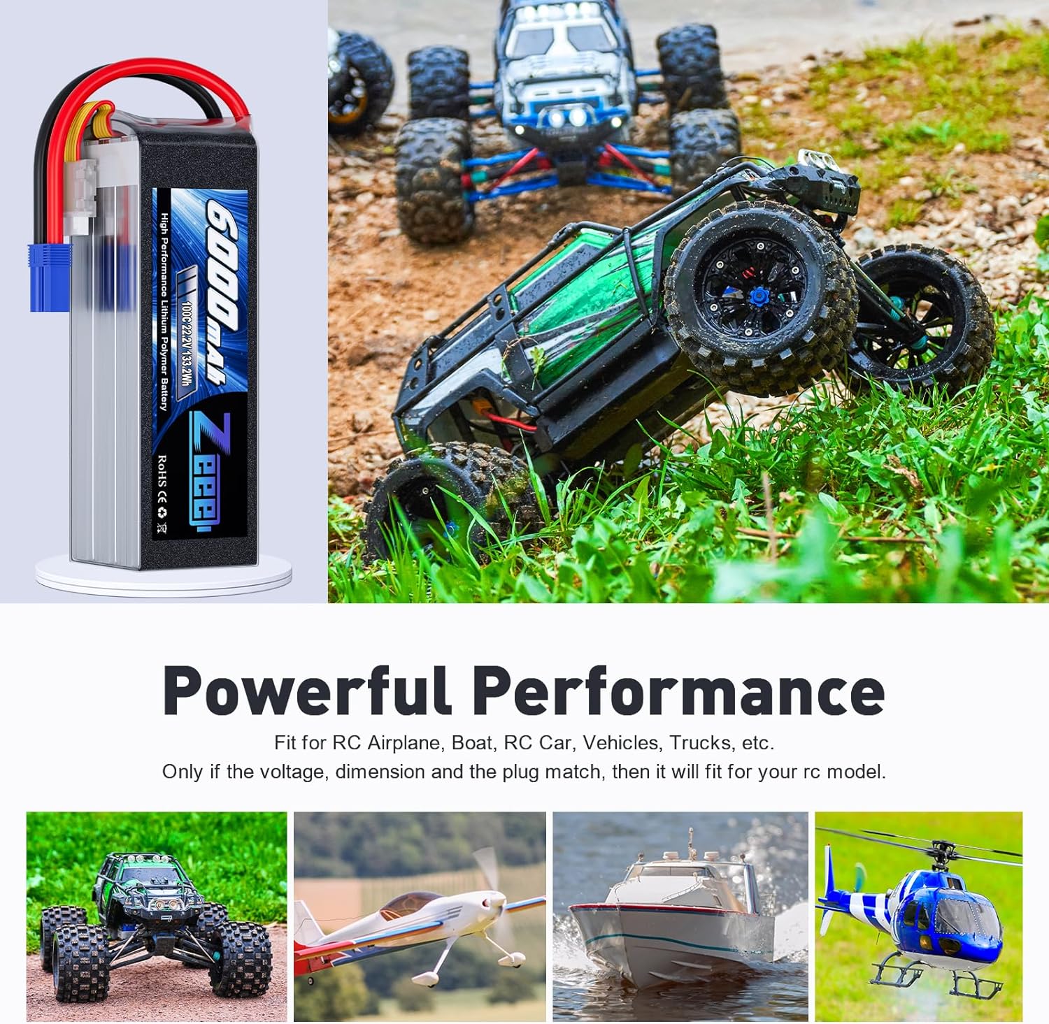 Zeee 6S 6000mAh Lipo Battery 2 - 6S Lipo Battery 22.2V 5000Mah 评论和价格